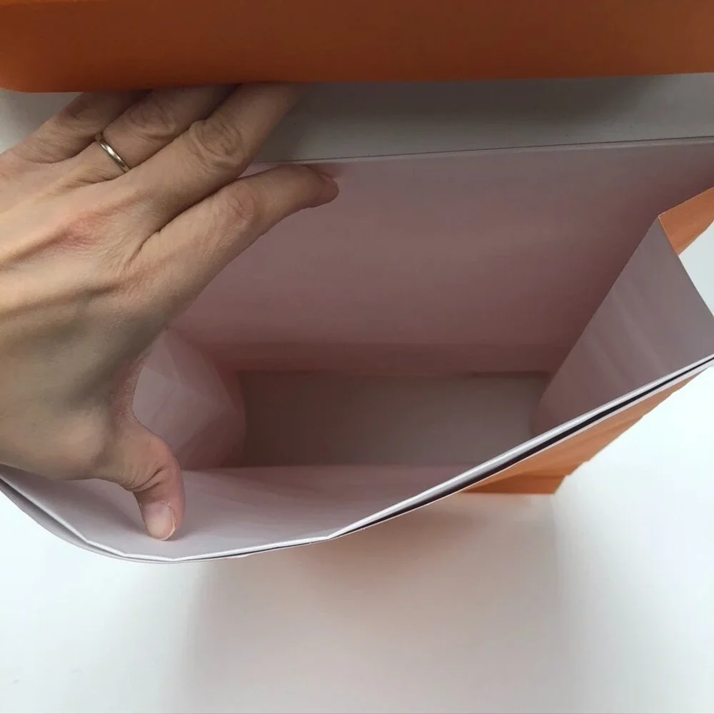 Hermes Authentic Orange Gift Paper Shopping Bag‎ Medium Fold Top 10.5x16.25x4